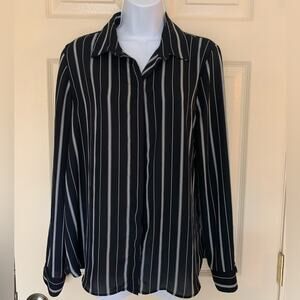 H&M Navy Pinstripe Button Up Shirt